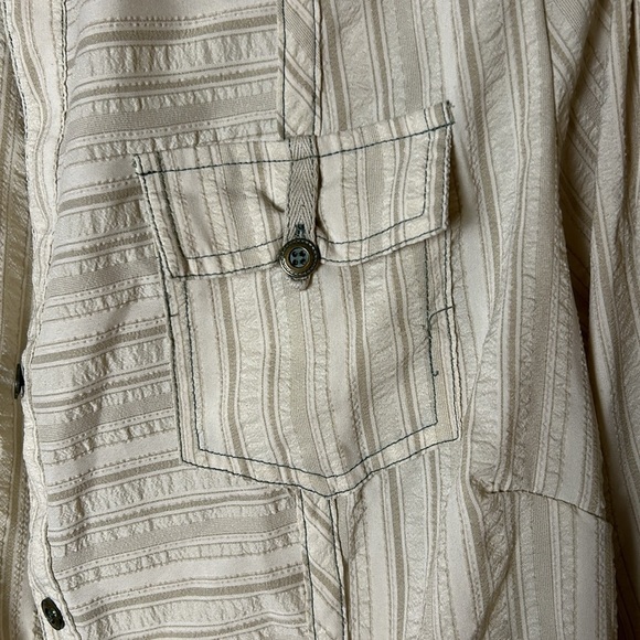 Claire France embroidered boho western shirt ,2X, cuff,multi print,seersucker EC - Picture 7 of 14